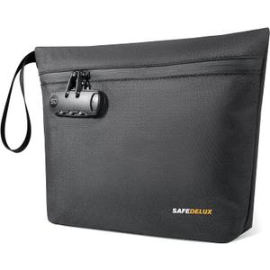 SafeDelux Smell Proof Bag, Odor Proof Bag with Combination Lock, Durable Smell Proof Container with Carbon Lining, Secure Odorless Travel Pouch for Home & OntheGo (Black)