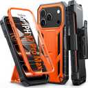 FNTCASE for iPhone 17 Pro-Max Case: Military Grade Rugged Phone Cover with Kickstand & Belt Clip Holster | Shockproof TPU Protection Bumper Matte Textured Design | Heavy Duty Protector Orange