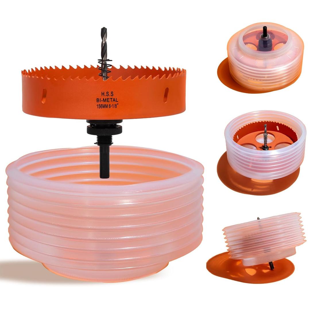 6-1/8 Hole Saw for Recessed Lights, 6.1 Inch Hole Cutter with Dust Bowl Catcher for Led Recessed Lighting 6 Inch and Wood Metal Drywall, Bi-Metal Construction