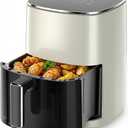 Airfryer 12-in-1,Large Air Fryer 6QT, Square Airfryers Non Toxic, Cooking, Fries, Custard, Chicken Wings, Sea Food, Vegetables', Nonstick & Easy-Clean Basket, Beige, Capacity 6.34 quarts