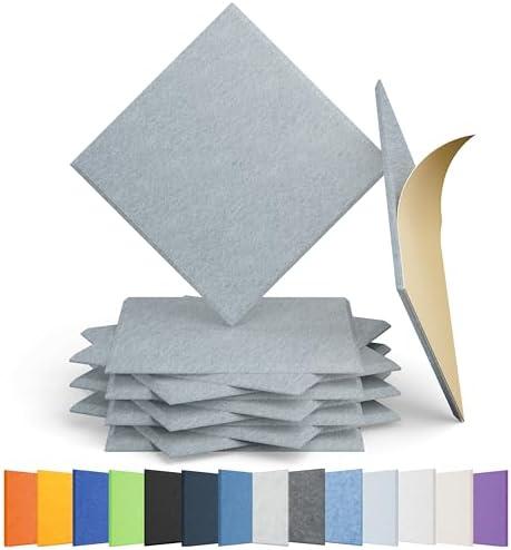 Amantech 12 Pack Acoustic Panels Self Adhesive Sound Proof Foam, High Density Sound Acoustic Panel, 12X12X0.4 Inch Square Panels in Home, Office, Reccording Room, Studio,and more(Blue Gray)
