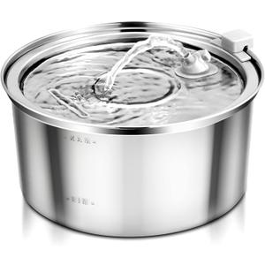 Automatic Stainless Steel Cat Water Fountain for Multi Pet Households, 3.2L/108oz, Large Capacity Dog Water Dispenser with Ultra Quiet Pump