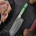 Knife - 7.5 inch Cleaver Knife- Xuan Series - VG10 Damascus Steel Kitchen Knife - Resin Handle, Jade Green