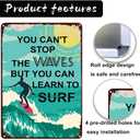 Surfing Wall Art Metal Tin Sign You Can't Stop The Waves But You Can Learn To Surf Funny Signs Vintage Wall Decor for Home Garden Bar Bathroom 8x12 Inches
