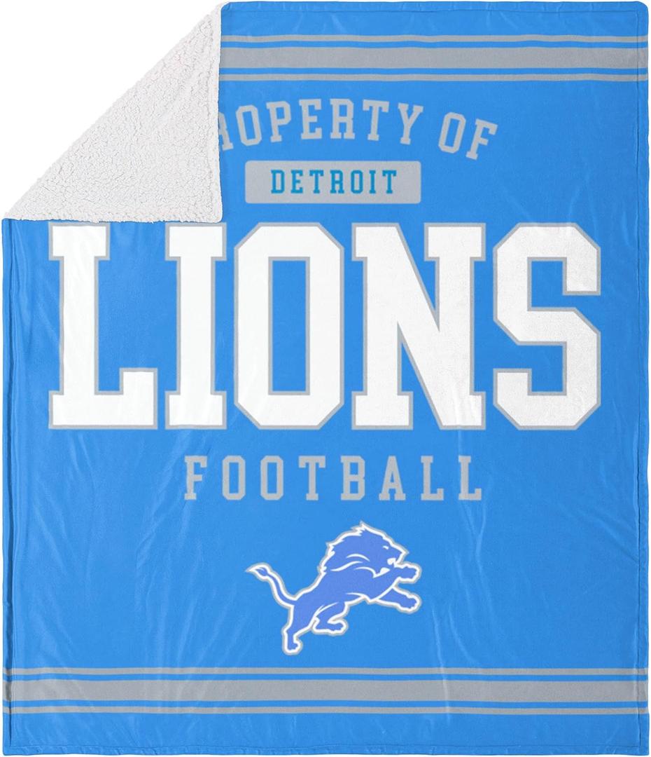 FOCO NFL Unisex-Adult NFL Team Logo Sherpa Fleece Plush Throw Blanket - 60" x 70"