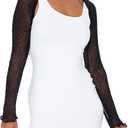 Back From Bali Womens Sheer Arm Cover Shrug Long Sleeve Open Front Cropped Mesh Bolero Cardigan (One Size, Black)