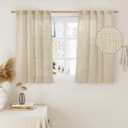 LAMIT Linen Curtains 40 Inch Length 2 Panels, Semi Sheer Light Filtering Panels Back Tab and Rod Pocket Neutral Drapes for Basement/Window/Loft Room, 34 x 40 Inch (34"W x 40"L (Pack of 2))