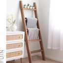 FUIN Blanket Ladder, 5ft Rectangle Rung Rustic Solid Wood Decor Rack, Brown, Thick