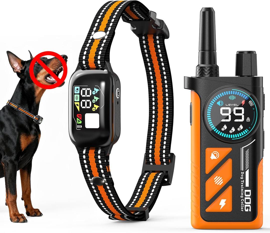 2 in 1 Dog Bark and Shock Collar - 4500FT Bark Collar with Remote Control, Anti Bark and 3 Training Modes (Tone, Vibration, Safe Shock, IP67 Waterproof, Portable Training Collar for 5-120lbs Dogs