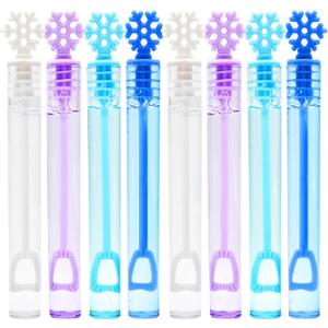 48 Pack Bubbles for Kids Party Favors - 4 Colors Mini Snowflake Bubble Wand Bulk with Bubbles Refill Solution Toys for Christmas Winter Easter Basket Goodie Bag Stuffers Birthday Gifts Supplies