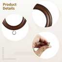 24 Pcs Wooden Curtain Rings, Curtain Rod Rings, Curtain Rings with Clips, Compatible with 1 Inch Rod, Brown Walnut, 1.7 Inch Inner