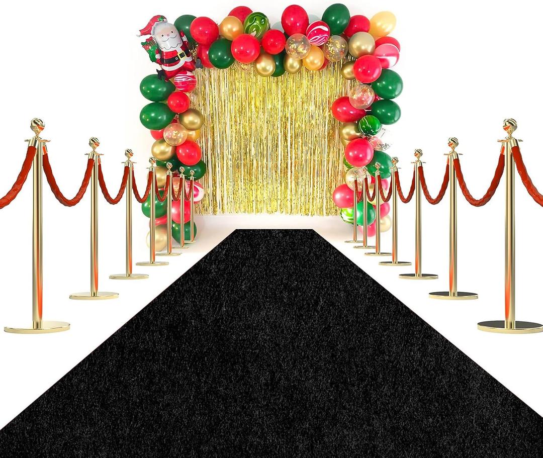 Black Carpet Runner Rug for Party and Event, Non-Slip TPR Rubber Backed Aisle Runway red Rug for Step, Proposal & Wedding Christmas Thanksgiving Decorations, Runway Rug for Prom(3 x 10ft, 450 GSM)