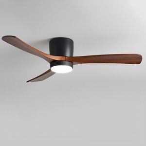 36in Black Ceiling Fans with Lights and Remote Modern Indoor Ceiling Fan with Light Solid Wood Blades, Quite Ceiling Fan for Bedroom Office Living Room