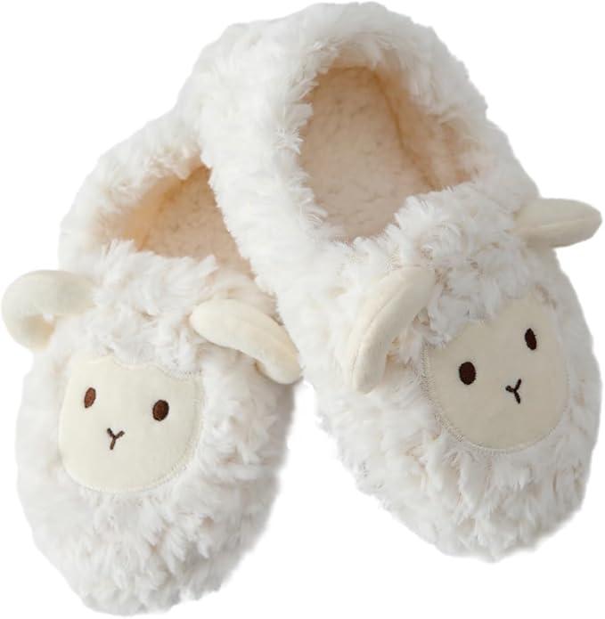 Laahoem Animal Slippers Soft Sole Indoor Shoes Winter Warm Thick Plush Fuzzy House Socks Furry Home Slippers For Girls Women Boys Men Size 36/38