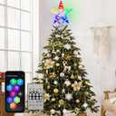 Christmas Tree Topper LED Lighted Star Tree Top APP Control, 5-Point Star RGB Night Light Treetop, Small Xmas Tree Decor for Christmas, USB Plug in/Wire 9.84Ft