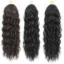 16 Inch Natural Black Water Wave Drawstring Ponytail for Black Women - Synthetic Hairpiece, Curly Wavy Extension, Natural Looking & Secure Hold, Easy to Install for Daily Party Use