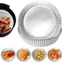 100 PCS Aluminum Foil Air Fryer Liners, Non-stick Air Fryer Disposable Paper Liner, Oil-proof Water-proof Sheets, Food Grade Aluminum Foil for Baking, Frying, Grilling, Roasting Microwave (6.3"Round-100PCS)