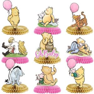 Winnie Centerpieces for Baby Shower Decorations Girls Table Centerpieces for Birthday Decorations 9Pcs