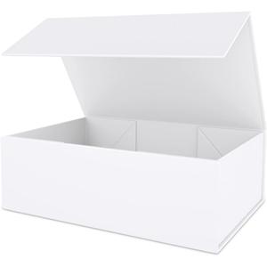White Gift Box 10" x 6" x 3" with Magnetic Closure Lid Gift Boxe for Presents,Bridesmaid Gifts Boxes,Cute Box,Birthday Box,Luxury for Gift Packaging, Magnetic Gift Boxe for Wrapping Gifts (White)