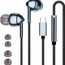 USB-C Wired Earbuds with Microphone, Volume Control, Noise Canceling, Compatible with Samsung Galaxy S24 S23 S22, iPhone 17 16 15 Pro Pro max, Pixel Phones