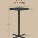 VASAGLE Round Cocktail Table, High Top Bar Pub Table with Metal Frame and Cross Base, for 2-3 People, Modern, Easy to Assemble, 22.8 x 41.1 Inches, Ebony Black ULBT361BE01S