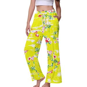 Veseacky Womens Loose Pants Wide Leg Sweatpants Loose Pants for Women Summer Women's Wide Leg Yellow Flower Medium