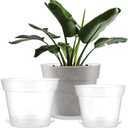 Baderke 3 Pack Clear Nursery Pot Plastic Nursery Pot Large Plant with Drainage Holes for Root Health Indoor Outdoor(9.25 Inches,9.65 Inches,11.65 Inches)