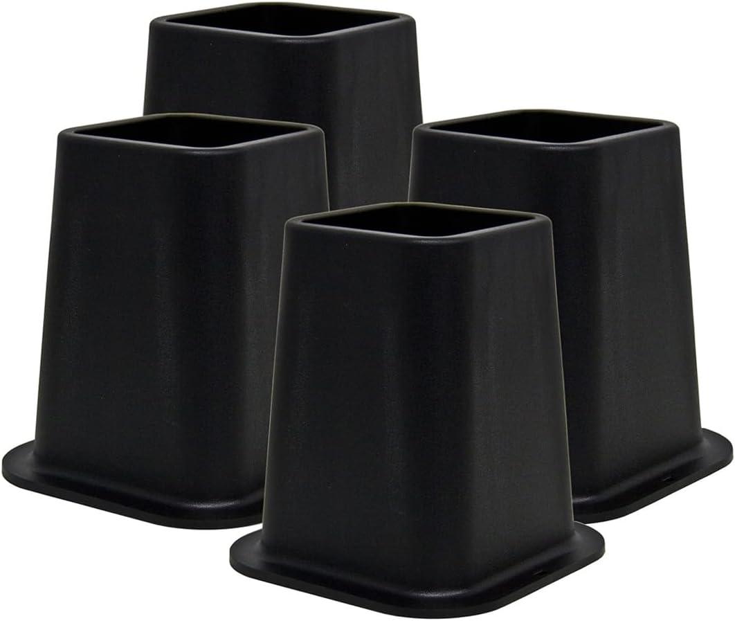 Kings Brand Furniture 6-inch Bed Risers - Set of 4 Black Heavy Duty Stackable Furniture Risers for Under Bed Storage, Desk, Sofa, Couch