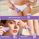 Bikini Trimmer for Women, Tiovara Electric Razor for Private Area, Painless Pubic Hair Trimmer with Charging Dock, IPX7 Waterproof Wet & Dry Lady Shaver for Leg Underarm Arm Body, Gift for Her, Purple