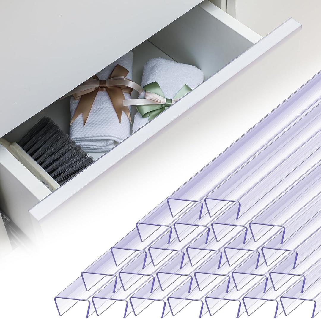 Pangda 24 Pcs Cabinet Protectors for Kitchen Cabinets Vinyl Plastic Slip on Cabinet Door Protector Edge Protector for Prevent Wear, Chipping, Discoloration, Suit for Thickness Less Than 3/4 (Clear)