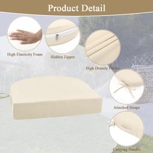 U'Artlines Outdoor Chair Cushions,Waterproof Round Corner Seat Cushions, Patio Chair Cushions for Outdoor Furniture,Seat Cushions with Ties for Patio Garden Dining 19"x19"x3.15"