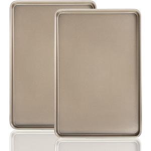 Nicunom Set of 2 Sheet Cake Pan, 11.8" x 17.5" Cookie Sheet, Nonstick Baking Sheet Pans Bakeware Toaster Oven Baking Trays Set, Perfect Cookie Sheet for Baking and Roasting, Commercial Or Home Use