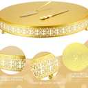Wenqik Gold Cake Stand 18 Inch Metal Round Cupcake Dessert Stand with Cake Cutting, Spatula Xmas Cupcake Pastry Display Candy Holder Display for Wedding Birthday Party