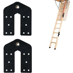 2 Pcs Attic Ladder Hinge Pull Down Stair Parts Suitable for Restoring Old Loft, DIY Ladder (Black)