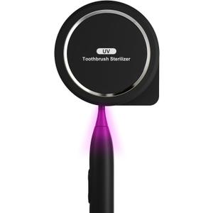 UV Toothbrush Sanitizer Holder, Toothbrush Sanitizer and Holder Cover Caps with Fan Drying, Rechargeable Portable Toothbrush Cleaner Case Fits Most Electric and Manual Toothbrushes (Black)