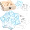 RattanView 50 Pcs Double Side Fall Baby Prediction And Advice Game Cards with Wooden Keepsake Box Floral Pumpkin Thanksgiving Day Game Cards(Blue Snowflake)