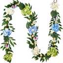 Valery Madelyn 9FT Hydrangeas Spring Summer Flower Garland for Mantle Decor