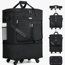 MILADA Expandable Luggage Bags for Travel Foldable Suitcase with Wheels Collapsible Rolling Travel Duffle Bag Lightweight Large Suitcases without Telescoping Handle, Black