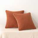 Boucle Throw Pillow Covers for Couch, Living Room, Orange Home Decor with Hidden Zipper, Brown, 18×18in, Pack of 2