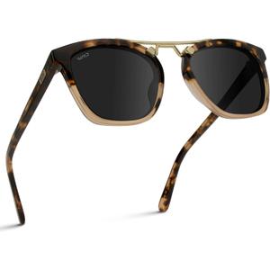 WearMe Pro WMP Eyewear - Women's Oversized Polarized Sunglasses: Square Vintage Style with Metal Double-Bar Bridge (Brown)