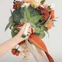 Ling's moment Terracotta Bridal Bouquet Cascading, Orange Wedding Bouquets for Bride, 13 Inch Bride Bouquets for Wedding Artificial Flowers Bouquets