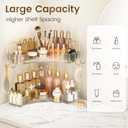 Corner Bathroom Counter Organizer 2 Tier Bathroom Organizers and Storage Countertop with Hooks Skin Care Exquisite Vanity Organizer Countertop Bathroom Storage Dresser, Kitchen-Clear