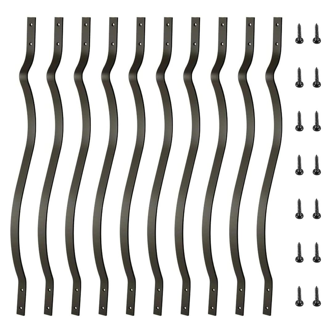 HZIU 51 Pack Deck Balusters 29.5 Inches Metal Deck Spindles with Screws Black Balusters Iron Deck Spindles Wave Arc Baluster for Outdoor Stair Deck Porch