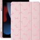 Cute Kawaii Pink Bow for iPad Air 3 for iPad Pro 10.5 Inch 2017 | with Pencil Holder | Auto Sleep/Wake | Multiple Viewing Angles Pink Leather Soft TPU Back Cover