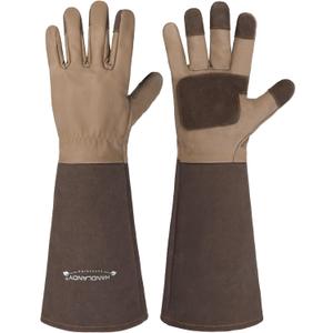 HANDLANDY Long Gardening Gloves for Men & Women, Cowhide Leather Rose Pruning Gloves- Breathable & Durable Gauntlet Glove (Small, Brown) (Small (Pack of 1)) HANDLANDY Long Gardening Gloves for Men & Women, Cowhide Leather Rose Pruning Gloves- Breathable & Durable Gauntlet Glove (Small, Brown) (Small (Pack of 1))