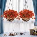 30 Bundles Artificial Fall Flowers for Outdoors Fake Faux Fall Flowers for Decoration No Fade Plastic Flowers in Vase for Thanksgiving Xmas Decor Garden Patio Porch Window Home Wedding (Orange)