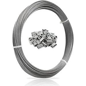 1/16 Wire Rope, 100FT 304 Stainless Steel Cable with 50Pcs Crimp Sleeves, Aircraft Grade, 7x7 Strand, 368lbs Breaking Strength, for Garden Trellis, Clothesline, Railing,Trellis: Amazon.com: Industrial & Scientific