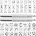 Yoption 70 Pieces Leathercraft Stamping Tool Set, Leather Stamp Kit, Letter, Number and Different Pattern Metal Leather Punching Tools (6 mm & 10 mm)