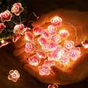 Queekay 1 Pack Flower String Lights, 13 Feet 40 LEDs Battery Operated Fairy Pink Cherry Blossom Lights for Girls Bedroom Indoor Outdoor Wedding and Valentines Day, Pink