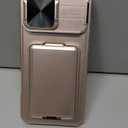 SSLOTSCASE for iPhone 16 Pro Max Case with 2X Screen Protector, Sliding Lens Cover & Kickstand & Credit Card Holder, Military-Grade Protection Rugged Phone Cover for iPhone 16 Pro Max, Rose Gold